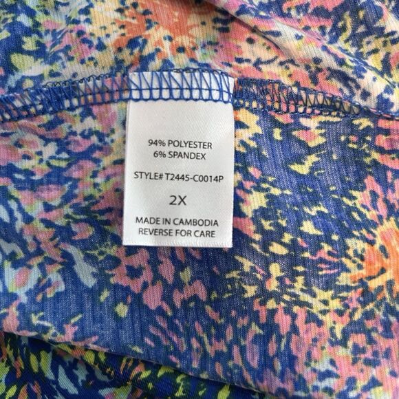 Dear Scarlett Women's Lizzy Babydoll 3/4 Sleeve Top Multicolor Fireworks 2X - Picture 8 of 8